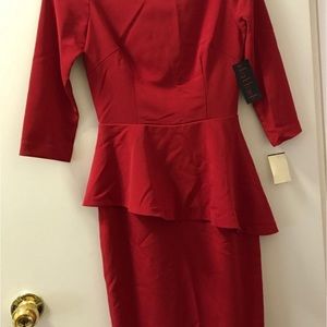 Nha Khanh Midi length red cocktail dress, red, size 0
